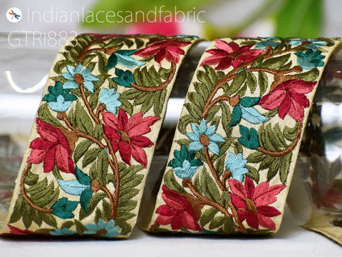 9 Yard Indian 65mm Embroidered Fabric Trim DIY Crafting Decorative Lace Sari Border Saree Ribbon Sewing Curtain Cushion Home Decor Accessory