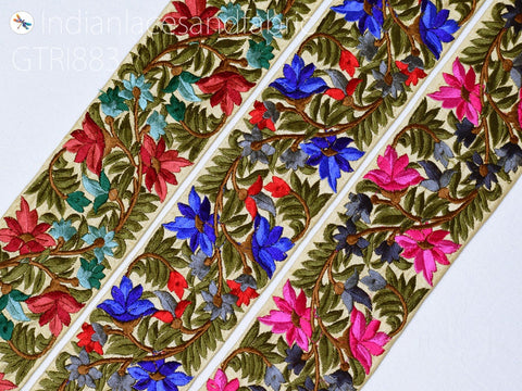 9 Yard Indian 65mm Embroidered Fabric Trim DIY Crafting Decorative Lace Sari Border Saree Ribbon Sewing Curtain Cushion Home Decor Accessory