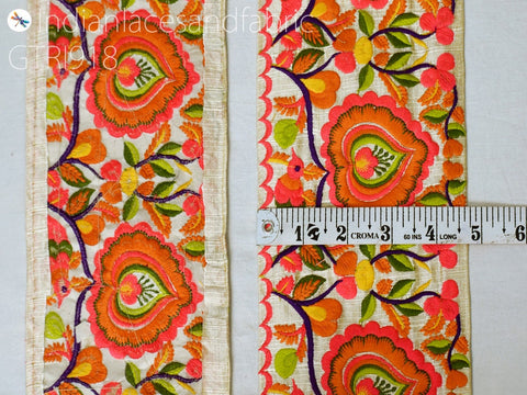9 Yard Embroidered Fabric 12 CM Trim Indian DIY Crafting Sari Border Saree Laces Sewing Decorative Ribbons Trimmings Cushions Bags Hats