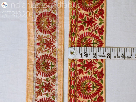 9 Yard Embroidery 65mm Fabric Trim Embellishment DIY Crafting Saree Indian Sew Sari Border Embroidered Headband Ribbon Home Decor Curtain