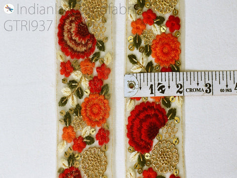 9 Yard Indian Embroidery Fabric 5 CM Trim Embroidered Saree Ribbon Crafting Border Sewing Embellishment Wedding Dress Cushion Covers