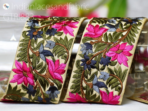 9 Yard Indian 65mm Embroidered Fabric Trim DIY Crafting Decorative Lace Sari Border Saree Ribbon Sewing Curtain Cushion Home Decor Accessory