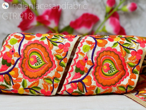 9 Yard Embroidered Fabric 12 CM Trim Indian DIY Crafting Sari Border Saree Laces Sewing Decorative Ribbons Trimmings Cushions Bags Hats