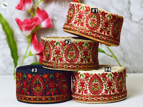 9 Yard Embroidery 65mm Fabric Trim Embellishment DIY Crafting Saree Indian Sew Sari Border Embroidered Headband Ribbon Home Decor Curtain