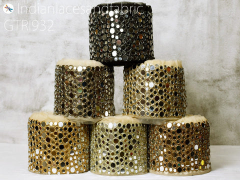 Costumes Real Mirror Trim by the Yard | 4.5 inch Decorative Trimmings Dress Bridal Belt Indian Laces Sewing Crafting Saree Border Exclusive