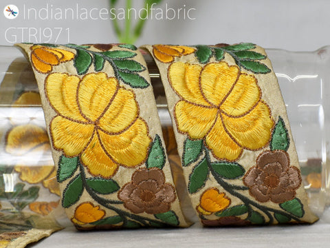 9 Yard Indian 6CM Embroidery Fabric Trim Embellishment Crafting Sewing Saree Decorative Sari Border Embroidered Ribbon headbands Beach Bags