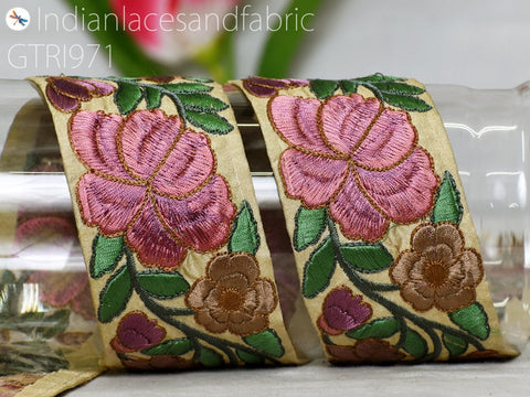 9 Yard Indian 6CM Embroidery Fabric Trim Embellishment Crafting Sewing Saree Decorative Sari Border Embroidered Ribbon headbands Beach Bags