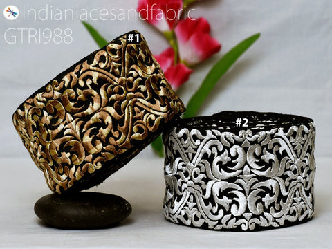 9 Yard Embroidered Fabric 85mm Trim Indian Sari Border DIY Crafting Saree Sewing Decorative Beach Bag Cushions Trimmings Ribbons Home Decor