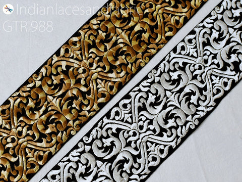 9 Yard Embroidered Fabric 85mm Trim Indian Sari Border DIY Crafting Saree Sewing Decorative Beach Bag Cushions Trimmings Ribbons Home Decor