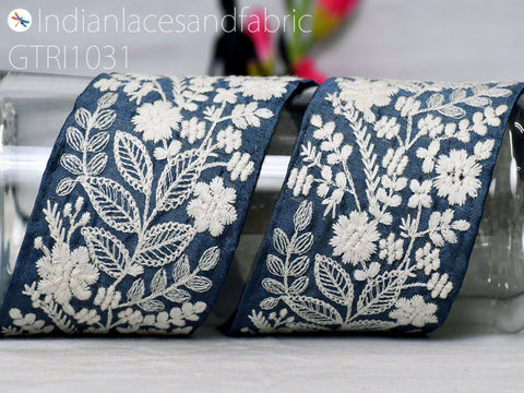 9 Yard Indian Embroidered 75mm Trim Embellishment Sari Border Embroidery Saree Ribbon Cushions Home Décor Sewing Clothing Costumes Trimmings