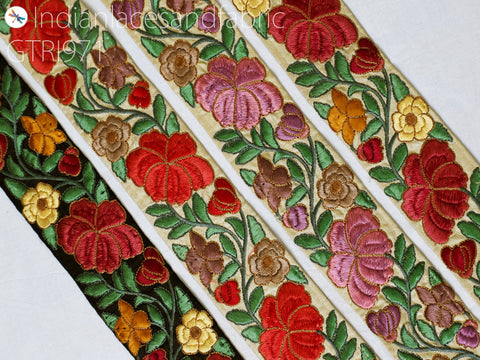 9 Yard Indian 6CM Embroidery Fabric Trim Embellishment Crafting Sewing Saree Decorative Sari Border Embroidered Ribbon headbands Beach Bags