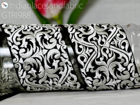9 Yard Embroidered Fabric 85mm Trim Indian Sari Border DIY Crafting Saree Sewing Decorative Beach Bag Cushions Trimmings Ribbons Home Decor