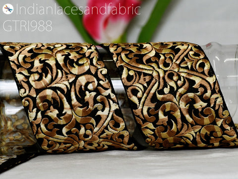 9 Yard Embroidered Fabric 85mm Trim Indian Sari Border DIY Crafting Saree Sewing Decorative Beach Bag Cushions Trimmings Ribbons Home Decor