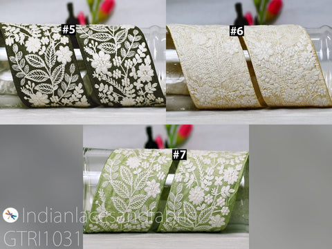 9 Yard Indian Embroidered 75mm Trim Embellishment Sari Border Embroidery Saree Ribbon Cushions Home Décor Sewing Clothing Costumes Trimmings