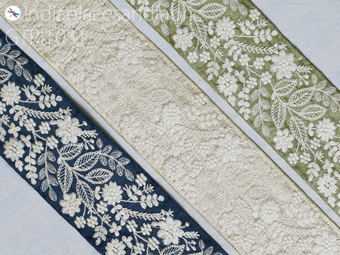 9 Yard Indian Embroidered 75mm Trim Embellishment Sari Border Embroidery Saree Ribbon Cushions Home Décor Sewing Clothing Costumes Trimmings