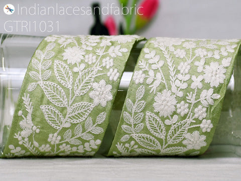 9 Yard Indian Embroidered 75mm Trim Embellishment Sari Border Embroidery Saree Ribbon Cushions Home Décor Sewing Clothing Costumes Trimmings