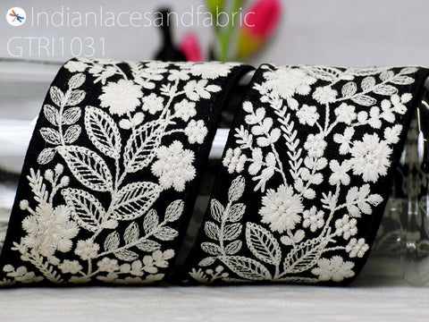 9 Yard Indian Embroidered 75mm Trim Embellishment Sari Border Embroidery Saree Ribbon Cushions Home Décor Sewing Clothing Costumes Trimmings