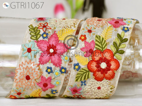 9 Yard Embroidered 6cm Ribbon Indian Lehenga Decor Sari Border Sewing Fabric Trims DIY Crafting Ribbon Table Runners Curtain Blouse Trimming