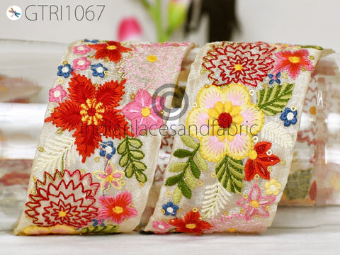 9 Yard Embroidered 6cm Ribbon Indian Lehenga Decor Sari Border Sewing Fabric Trims DIY Crafting Ribbon Table Runners Curtain Blouse Trimming