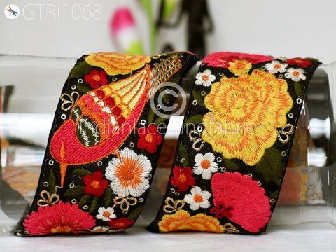 9 Yard Embroidered 7cm Bird Fabric Trim Indian Ribbon Sari Border Saree Trimming Sewing Dress Cushions Embroidery Crafting Laces Home Decor