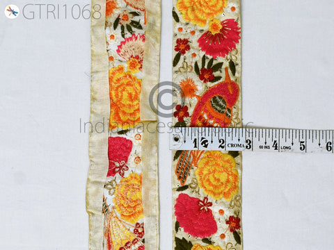 9 Yard Embroidered 7cm Bird Fabric Trim Indian Ribbon Sari Border Saree Trimming Sewing Dress Cushions Embroidery Crafting Laces Home Decor