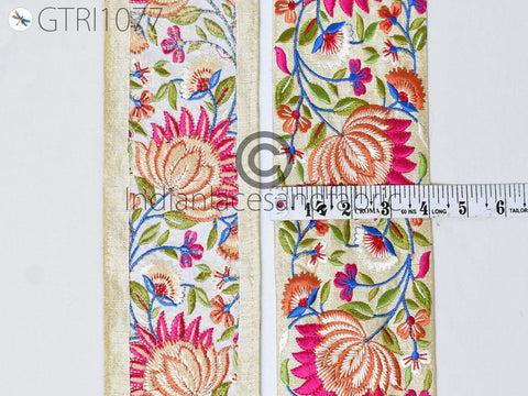 9 Yard Fuchsia 10cm Indian Embellish Embroidered Trim Cushion Cover Embroidery Saree Ribbon Sewing Crafting Border Wedding Trimmings Curtain