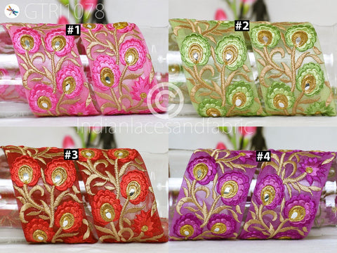 9 Yard Indian 8cm Embroidered Trim Drapery Hats Bag Saree Decorative Trimmings Ribbons Crafting Sewing Sari Border Embellishment Home Decor