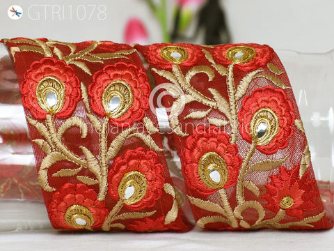 9 Yard Indian 8cm Embroidered Trim Drapery Hats Bag Saree Decorative Trimmings Ribbons Crafting Sewing Sari Border Embellishment Home Decor