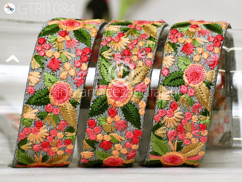 9 Yard Embroidered Fabric 4cm Trim Embellishment Saree Ribbon Sewing Embroidery Cushions DIY Crafting Sari Border Indian Wedding Dress Trim