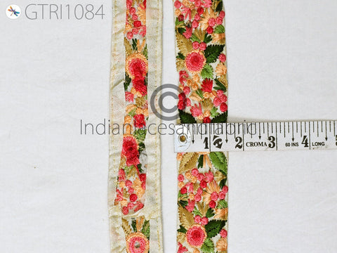 9 Yard Embroidered Fabric 4cm Trim Embellishment Saree Ribbon Sewing Embroidery Cushions DIY Crafting Sari Border Indian Wedding Dress Trim