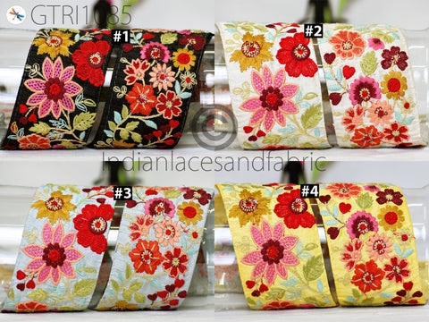 9 Yard Embroidered 75mm Trim Indian Sari Border DIY Crafting Fabric Decor Saree Sewing Decorative Beach Bag Cushions Trim Ribbons Home Decor