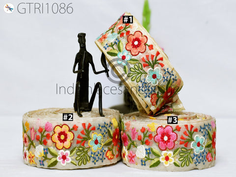 9 Yard Indian 5cm Embroidered Fabric Trim Embellishment Saree Ribbon Sewing Crafting Embroidery Border Wedding Dress Trimmings Cushion Cover