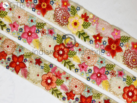 9 Yard Embroidered 6cm Ribbon Indian Lehenga Decor Sari Border Sewing Fabric Trims DIY Crafting Ribbon Table Runners Curtain Blouse Trimming