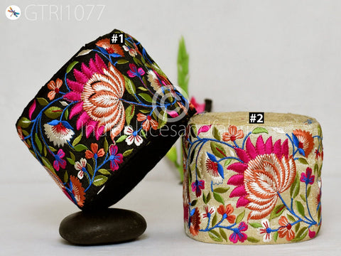 9 Yard Fuchsia 10cm Indian Embellish Embroidered Trim Cushion Cover Embroidery Saree Ribbon Sewing Crafting Border Wedding Trimmings Curtain