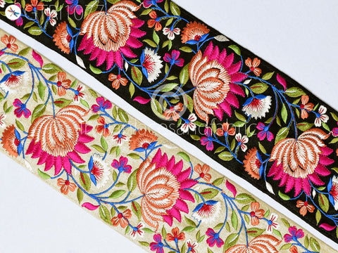 9 Yard Fuchsia 10cm Indian Embellish Embroidered Trim Cushion Cover Embroidery Saree Ribbon Sewing Crafting Border Wedding Trimmings Curtain