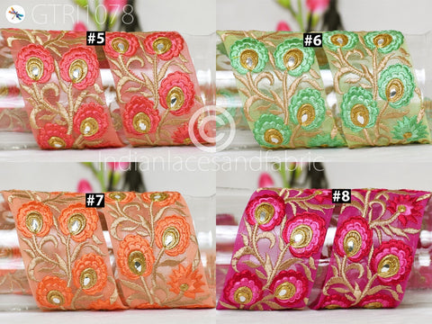 9 Yard Indian 8cm Embroidered Trim Drapery Hats Bag Saree Decorative Trimmings Ribbons Crafting Sewing Sari Border Embellishment Home Decor