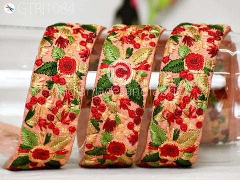 9 Yard Embroidered Fabric 4cm Trim Embellishment Saree Ribbon Sewing Embroidery Cushions DIY Crafting Sari Border Indian Wedding Dress Trim