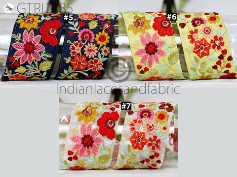9 Yard Embroidered 75mm Trim Indian Sari Border DIY Crafting Fabric Decor Saree Sewing Decorative Beach Bag Cushions Trim Ribbons Home Decor
