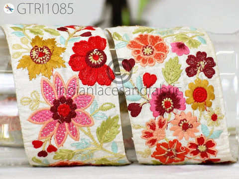 9 Yard Embroidered 75mm Trim Indian Sari Border DIY Crafting Fabric Decor Saree Sewing Decorative Beach Bag Cushions Trim Ribbons Home Decor
