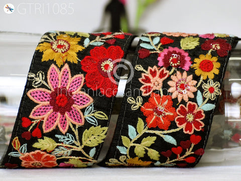 9 Yard Embroidered 75mm Trim Indian Sari Border DIY Crafting Fabric Decor Saree Sewing Decorative Beach Bag Cushions Trim Ribbons Home Decor