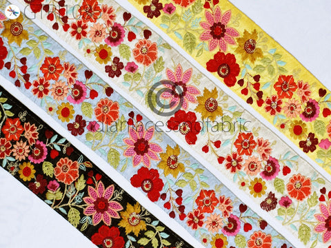 9 Yard Embroidered 75mm Trim Indian Sari Border DIY Crafting Fabric Decor Saree Sewing Decorative Beach Bag Cushions Trim Ribbons Home Decor