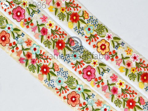 9 Yard Indian 5cm Embroidered Fabric Trim Embellishment Saree Ribbon Sewing Crafting Embroidery Border Wedding Dress Trimmings Cushion Cover