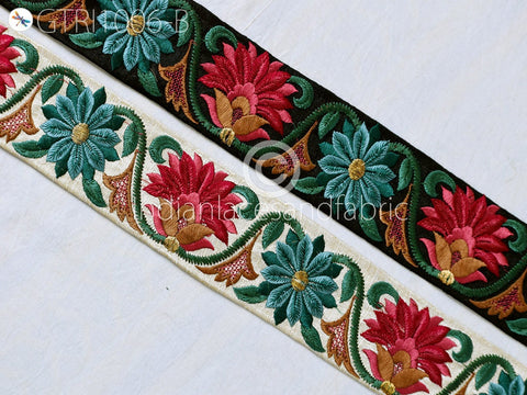 9 Yard Embroidered Fabric 5 cm Trim Embellishment Embroidery Sewing Costume Cushion DIY Ribbon Sewing Crafting Border Indian Wedding Dress