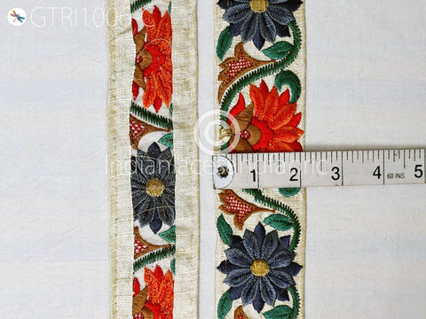 9 Yard Embroidered Fabric 5 Cm Trim Embroidery Embellishment Costume Cushion DIY Ribbon Sewing Crafting Border Indian Wedding Dress Lace