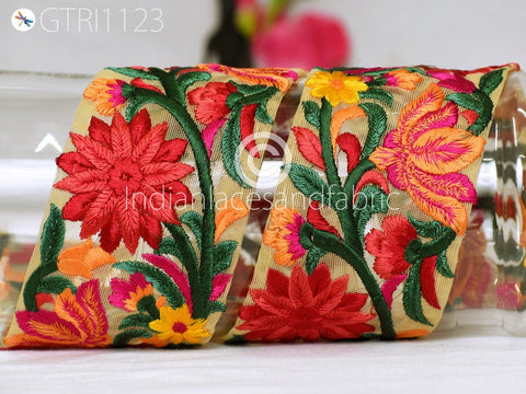 9 Yard Embroidered 75 mm Ribbon Fabric Trim Indian Sari Border Saree Dresses Trim Wedding Dress Costumes Embroidery Crafting Lace Home Decor