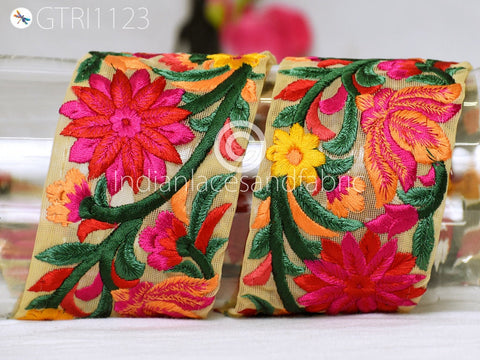 9 Yard Embroidered 75 mm Ribbon Fabric Trim Indian Sari Border Saree Dresses Trim Wedding Dress Costumes Embroidery Crafting Lace Home Decor