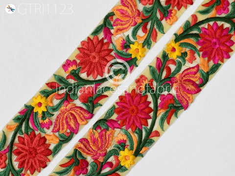 9 Yard Embroidered 75 mm Ribbon Fabric Trim Indian Sari Border Saree Dresses Trim Wedding Dress Costumes Embroidery Crafting Lace Home Decor