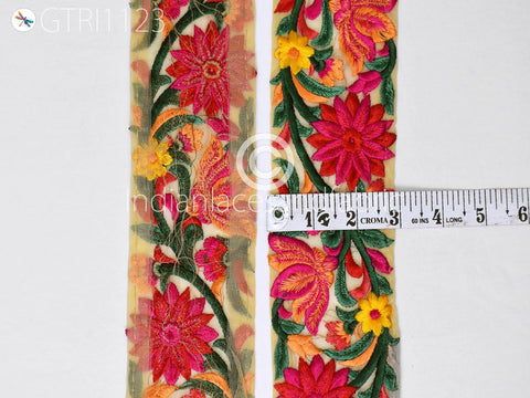 9 Yard Embroidered 75 mm Ribbon Fabric Trim Indian Sari Border Saree Dresses Trim Wedding Dress Costumes Embroidery Crafting Lace Home Decor