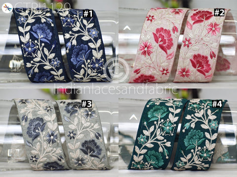 9 Yard Indian 5cm Embroidered Fabric Trim Embellishment Saree Ribbon Sewing Crafting Embroidery Border Wedding Dress Trimmings Cushion Cover