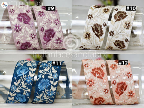 9 Yard Indian 5cm Embroidered Fabric Trim Embellishment Saree Ribbon Sewing Crafting Embroidery Border Wedding Dress Trimmings Cushion Cover